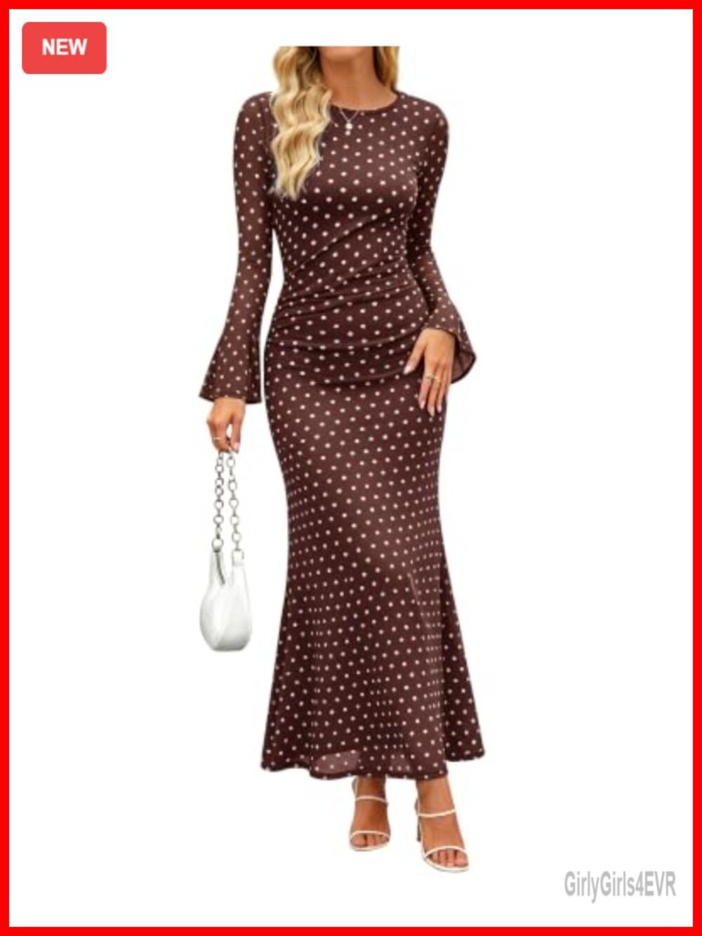 Long Sleeve Ruched Mesh Bodycon Maxi Formal Dress